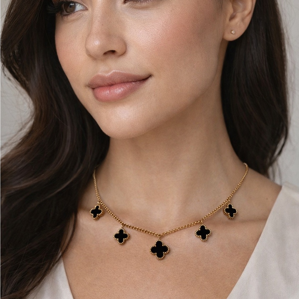 Stainless Steel Black Clover Necklace